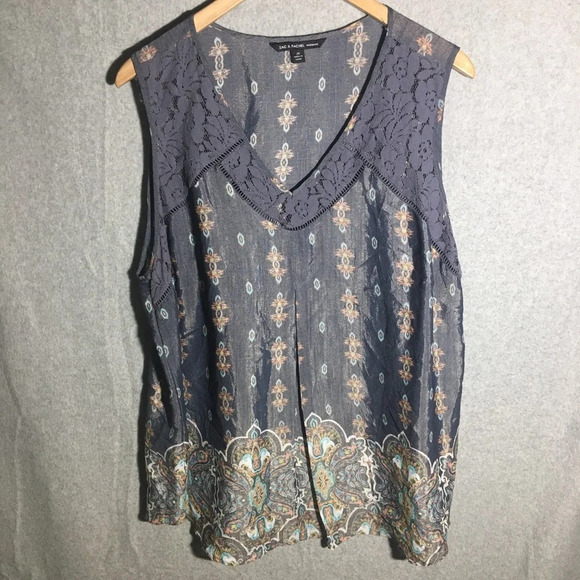 Womens Zac and Rachel Blouse Tank Top Floral Thin Summer Spring Outdoors Picnic - Picture 1 of 5